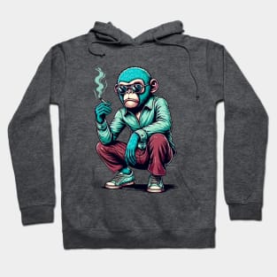 Retro Rebel: 70s Fashion smoking monkey in Shades Hoodie